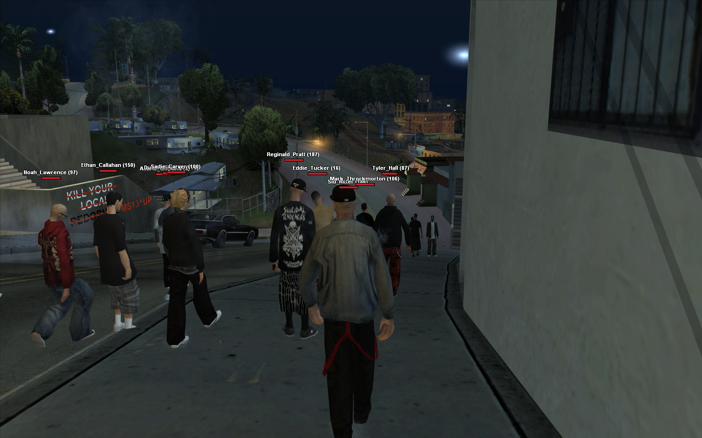 Organización criminal controlando su territorio en San Andreas Roleplay